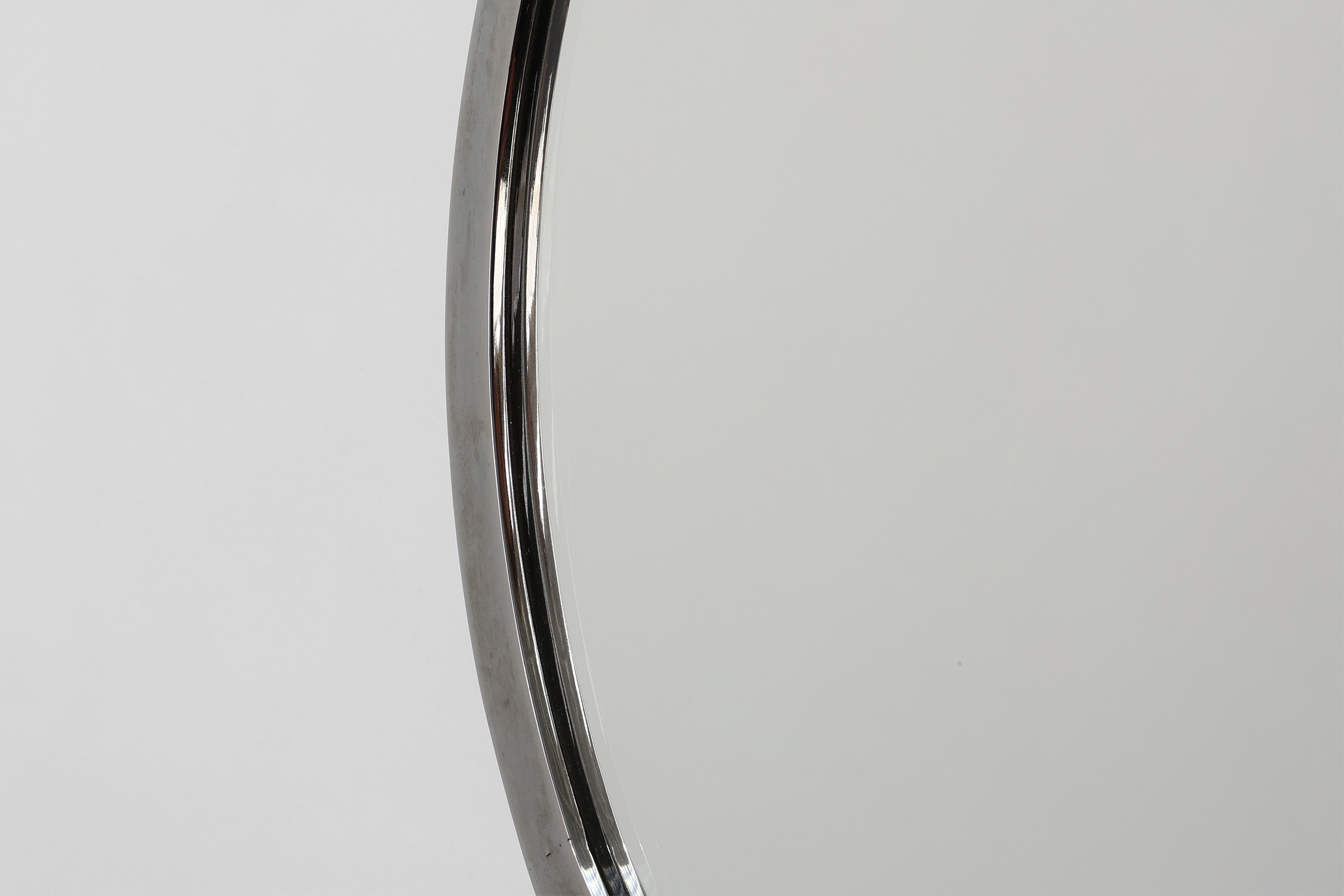 Art Deco Chrome Oval Wall Mirror, Belgium ca. 1920thumbnail
